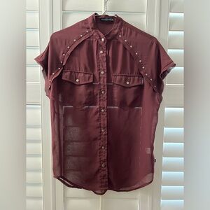William Rast burgundy oversized blouse XS